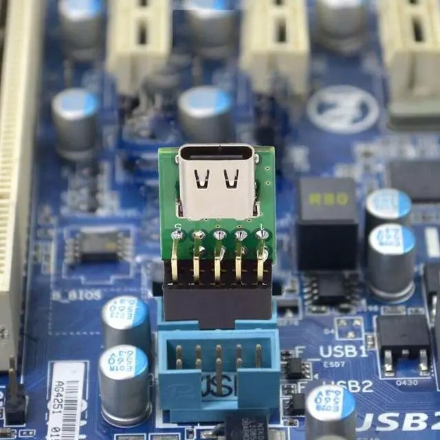 Alt view image 4 of 7 - USB 2.0 Front Panel Header 9Pin/10Pin to USB C Female Mainboard Header Extension Adapter