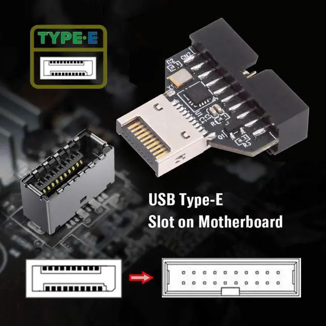 Alt view image 2 of 7 - USB 3.2 Type E Front Panel Header Male to USB 3.0 19Pin Female 10Gbps Mainboard Header Extension Adapter with HUB Chipset