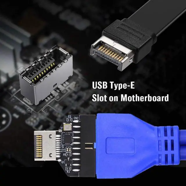 Alt view image 4 of 7 - USB 3.2 Type E Front Panel Header Male to USB 3.0 19Pin Female 10Gbps Mainboard Header Extension Adapter with HUB Chipset