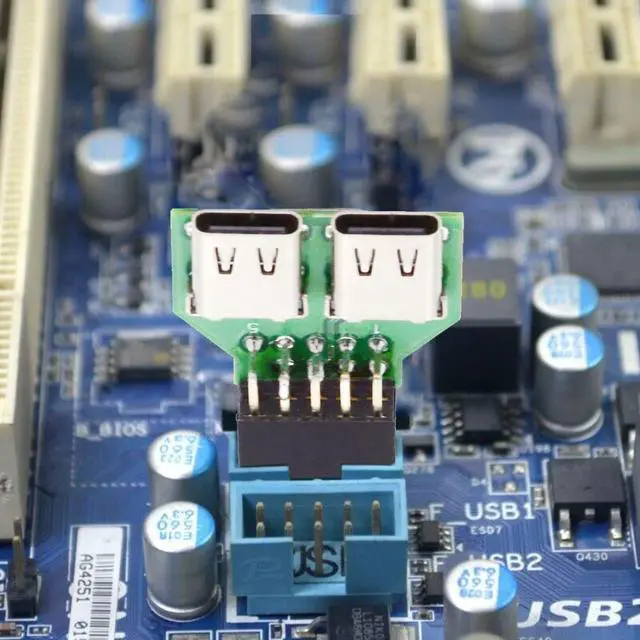 Alt view image 4 of 7 - USB 2.0 Front Panel Header 9Pin/10Pin 1 to 2 USB C Female Mainboard Header Extension Adapter