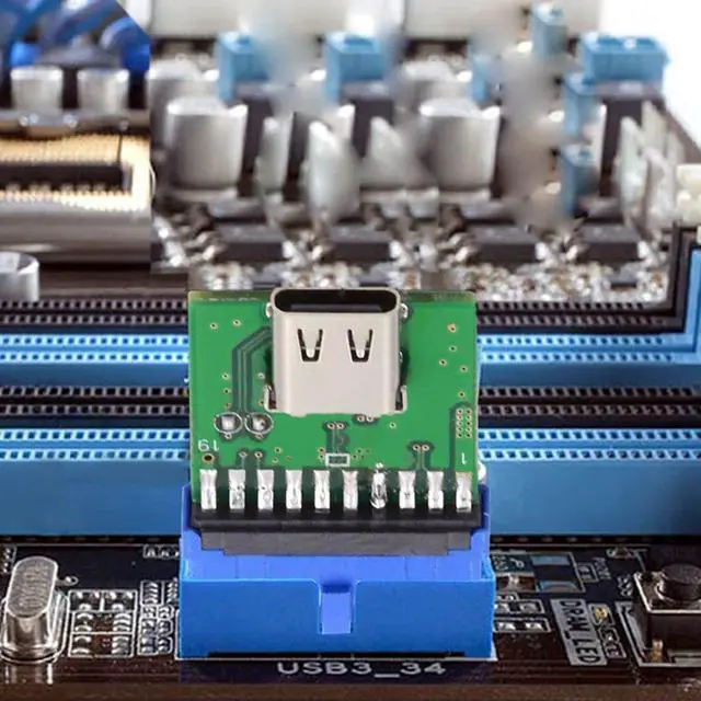 Alt view image 6 of 7 - USB 3.0 Front Panel Header 19Pin/20Pin to USB C Female Mainboard Header Extension Adapter