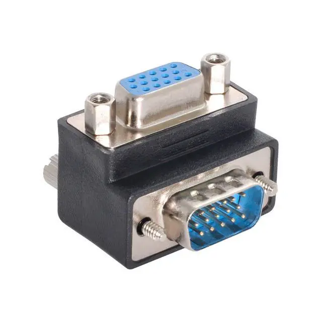Alt view image 6 of 6 - 2 Pack VGA Connectors,VGA SVGA D-Sub HDB15Pin Male to Female 90 Degree Angled Gender Changer Video Graphics Array Connector Adapter for Monitor/Projector/Graphics