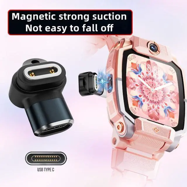 Alt view image 2 of 7 - 2 Pack USB C to Pitch 5.0mm 2Pin DC 5V/12V Magnetic Smart Watch 90 Degree Angled Charging Adapter for Z6~Z11 Kids Smart Watch