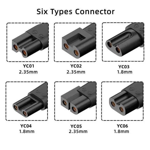 Alt view image 2 of 7 - USB C to DC 5V 2Pin 1.8mm 2.35mm Power Charge Adapter for Electric Hair Clipper Beard Trimmers Shavers Beauty Instruments 6Pcs/Set