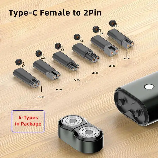 Alt view image 3 of 7 - USB C to DC 5V 2Pin 1.8mm 2.35mm Power Charge Adapter for Electric Hair Clipper Beard Trimmers Shavers Beauty Instruments 6Pcs/Set
