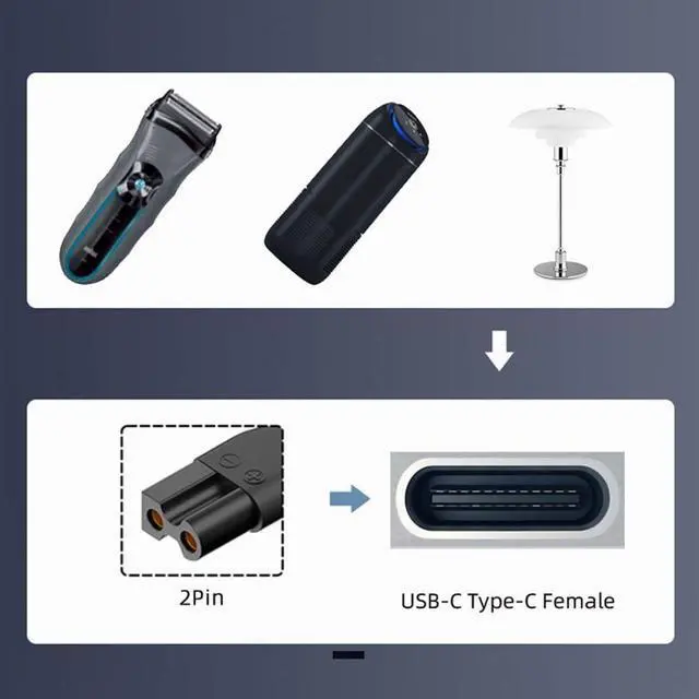 Alt view image 6 of 7 - USB C to DC 5V 2Pin 1.8mm 2.35mm Power Charge Adapter for Electric Hair Clipper Beard Trimmers Shavers Beauty Instruments 6Pcs/Set