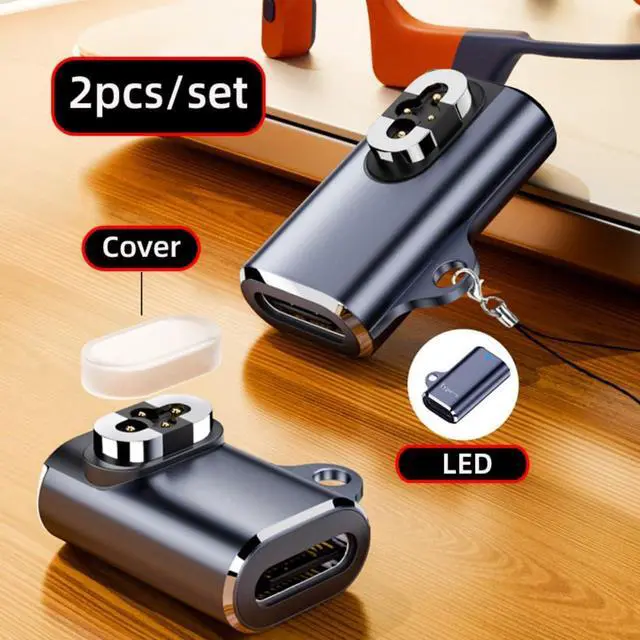 Alt view image 2 of 7 - 2 Pack USB C to Bone Conduction Headphone Charger Magnetic Charging Adapter for Shokz-S70 Headphone