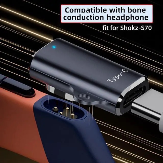 Alt view image 3 of 7 - 2 Pack USB C to Bone Conduction Headphone Charger Magnetic Charging Adapter for Shokz-S70 Headphone
