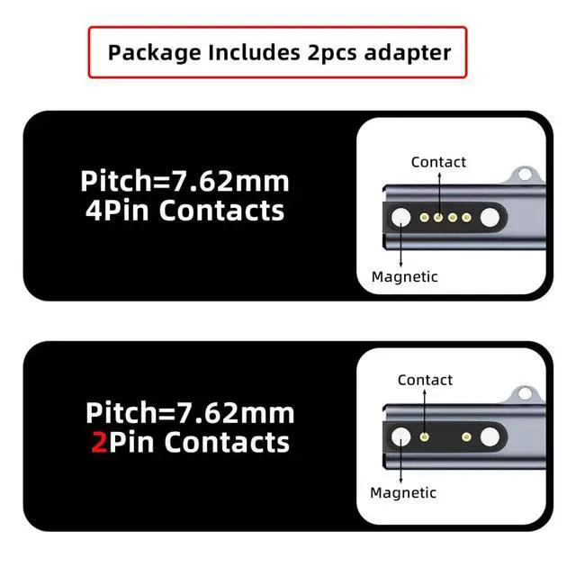 Alt view image 7 of 7 - 2 Pack USB C to Smart Watch Charger Magnetic Charging Adapter for Pitch 7.62mm 2Pin/4Pin Smart Watch/Bone Conduction Headphone