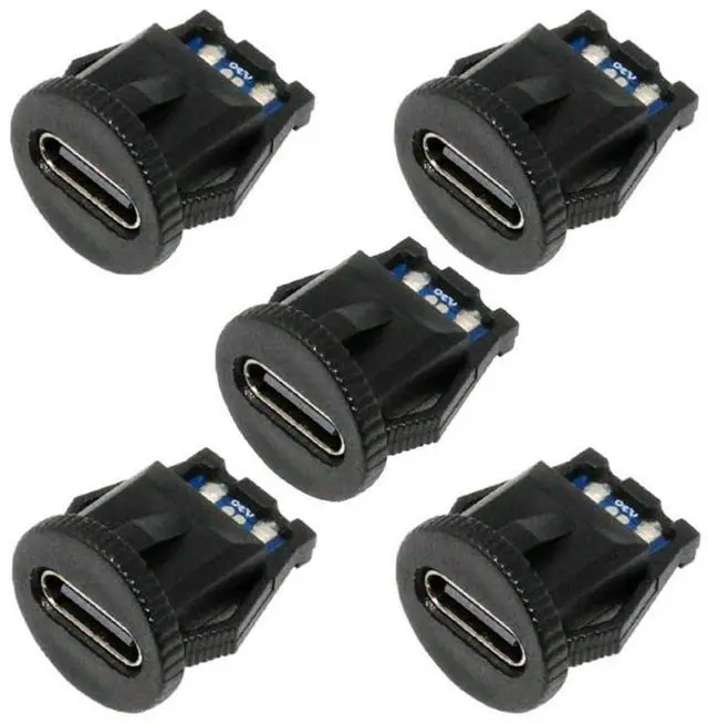 Main image of 5 Pack USB C DIY Connector, USB C 6Pin PD 65W Charging Flush Mount Female Socket Port Repair Replacement Solder Adapter
