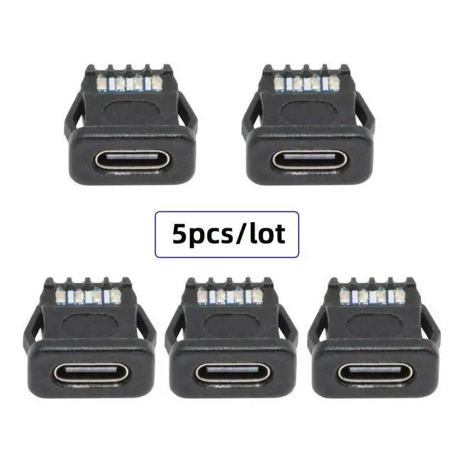 Alt view image 7 of 7 - 5 Pack USB C DIY Connector, USB C 6Pin PD 65W Charging Flush Mount Rectangle Female Socket Port Repair Replacement Solder Adapter