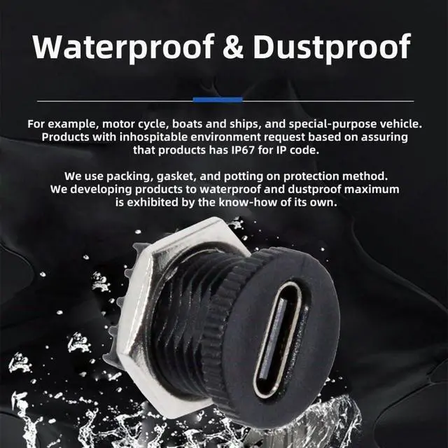 Alt view image 4 of 7 - 5 Pack USB C DIY Connector, USB C 6Pin PD 65W Charging Flush Mount Female Socket Port Repair Replacement Solder Adapter with Nut