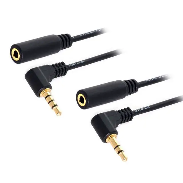 Alt view image 4 of 5 - 2 Pack Headphone/Audio Extension Cable,3/4 Pole 3.5mm Male to 3.5mm Female Audio Stereo Headphone 90 Degree Angled Extension Cable 10cm