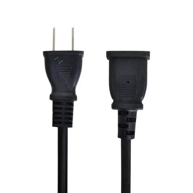 Alt view image 6 of 7 - 2 Prong Extension Cable USA 2 Outlet Power Extension Cable NEMA 1-15P to NEMA 1-15R 0.5M