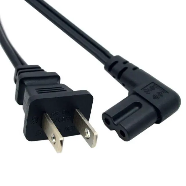 Alt view image 2 of 7 - NEMA 1-15P USA Outlet to IEC 320 C7 90 Degree Angled 18 AWG Power Cable 1M