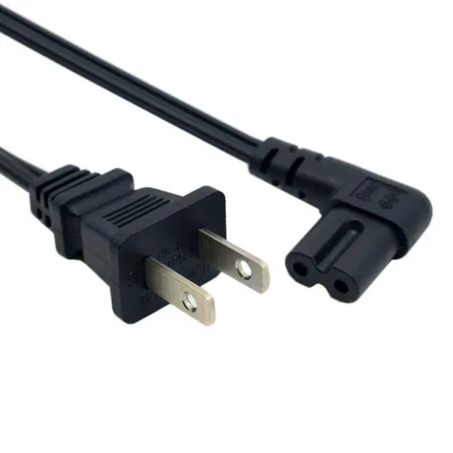 Alt view image 7 of 7 - NEMA 1-15P USA Outlet to IEC 320 C7 90 Degree Angled 18 AWG Power Cable 1M