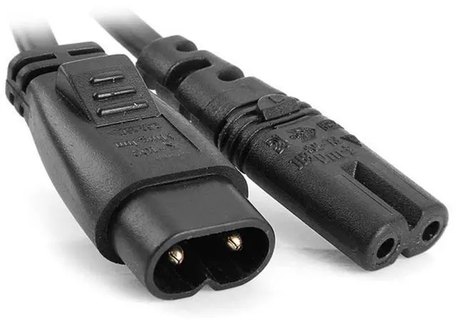Alt view image 4 of 4 - IEC 60320 C8 Plug to C7 Receptacle Male to Female Extension Supply Main Adapter Cable 30cm
