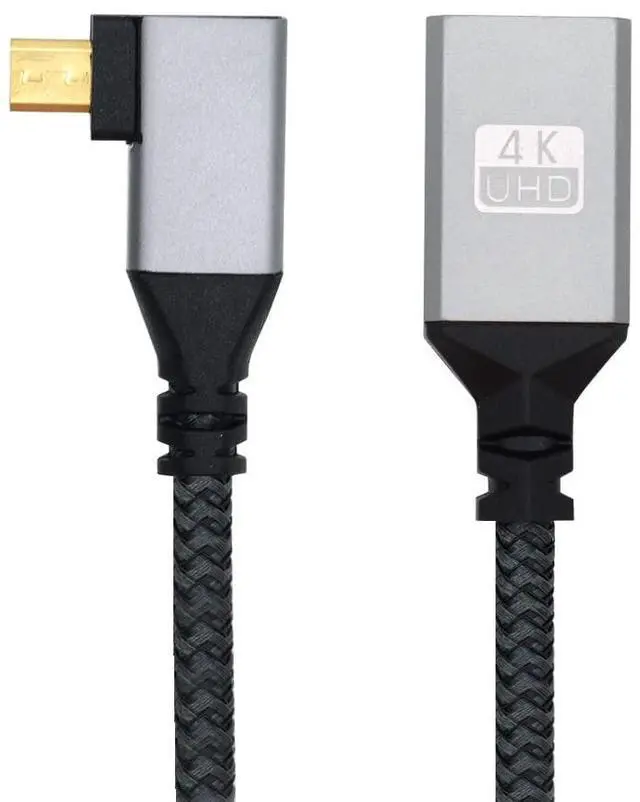 Main image of CY Micro HDMI to HDMI Cable,Micro HDMI 1.4 Male to HDMI Female 4K Extension Cable 90 Degree Right Angled