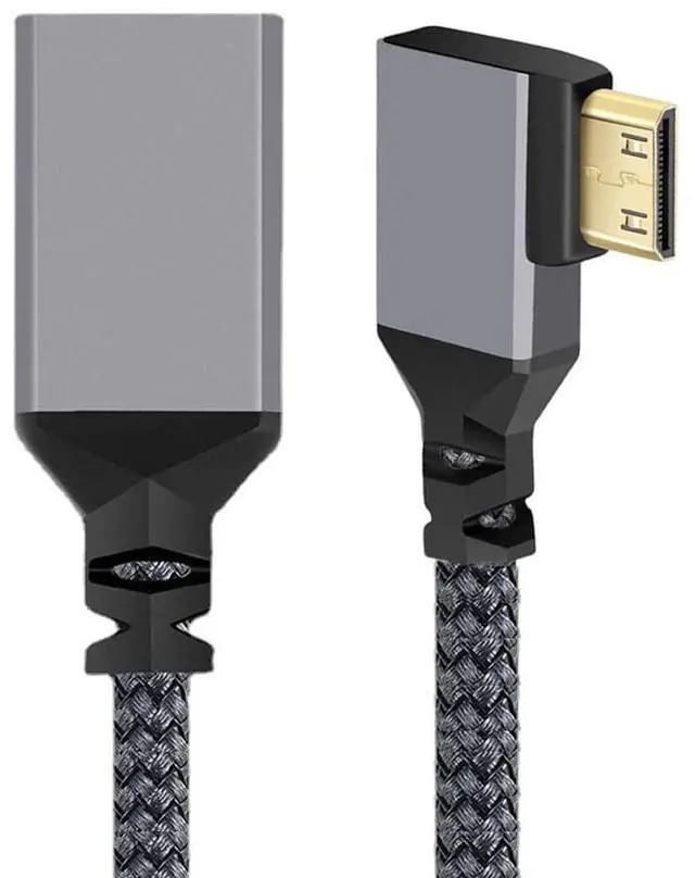 Main image of CY Mini HDMI to HDMI Cable,Mini HDMI 1.4 Male to HDMI Female 4K Extension Cable 90 Degree Left Angled