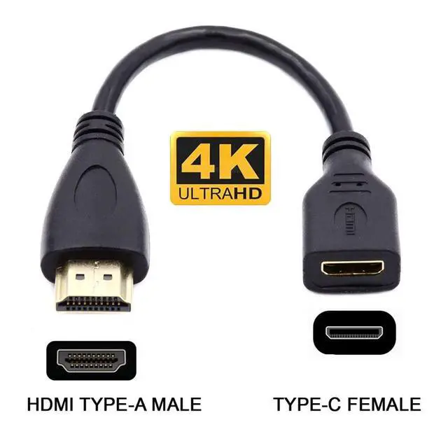 Alt view image 2 of 6 - CY Mini HDMI Cable,Mini HDMI Type C Female to HDMI Type A Male Extension Cable for Camera HDTV 4K 1080P 15cm