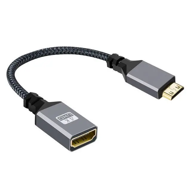 Alt view image 3 of 7 - CY Mini HDMI to HDMI Cable,Mini HDMI 1.4 Male to HDMI Female 4K Extension Cable for DV MP4 Camera DC Laptop