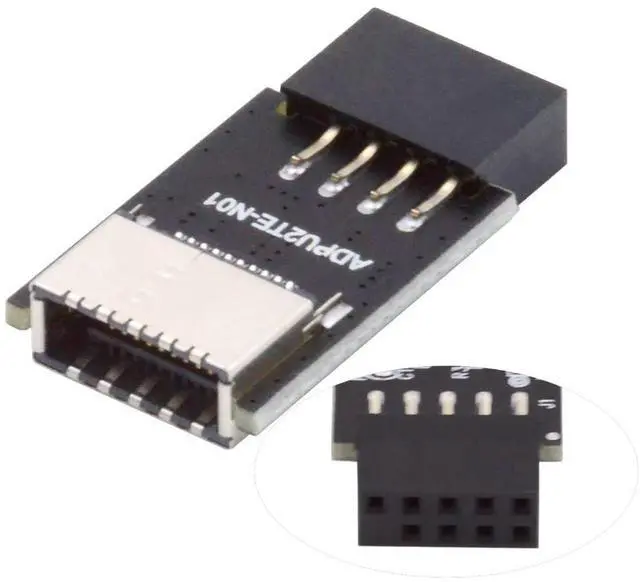 Main image of USB 2.0 9Pin Male to USB 3.1 Type E Key-A Female Front Panel Socket to 9Pin Mainboard Header Extension Adapter