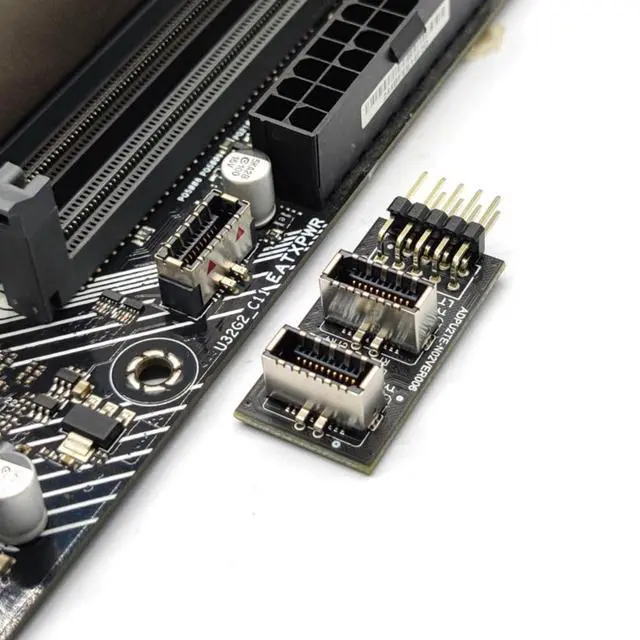 Alt view image 4 of 7 - USB 2.0 9Pin/10Pin 1 to 2 USB 3.1 Type E Female Front Panel Socket Mainboard Header Extension Adapter