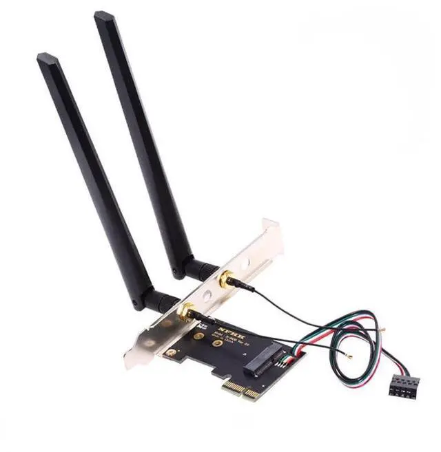 Main image of PCI-E X1 to NGFF A+E/E-Key Wireless Network Card PCI Express Expansion Card Adapter with Dual Antenna for Wifi5 Wifi6 Wifi6E,Bluetooth 5.3(USB Port),Supports Windows 11/10