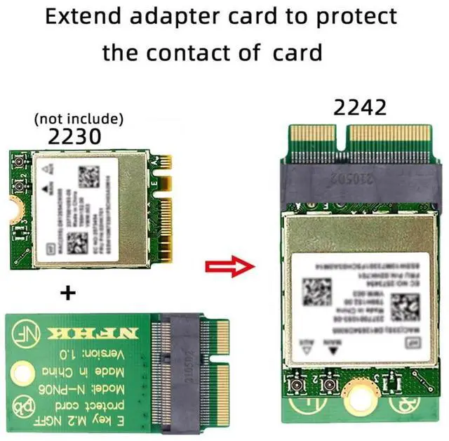 Alt view image 5 of 7 - M.2 22x30mm to 22x42mm NGFF E-Key A+E Key Wireless Card Upgrade Extension Protect Card Adapter