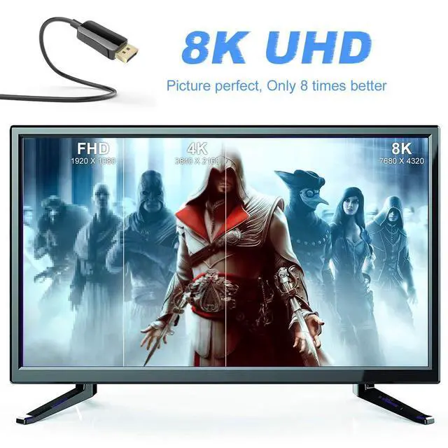 Alt view image 7 of 7 - DisplayPort Cable 8K DisplayPort Cable Version 1.4 Support 8K 60 Hz, 4K 120 Hz DP to DP Cable for PC Laptop Monitor TV (5.0M)