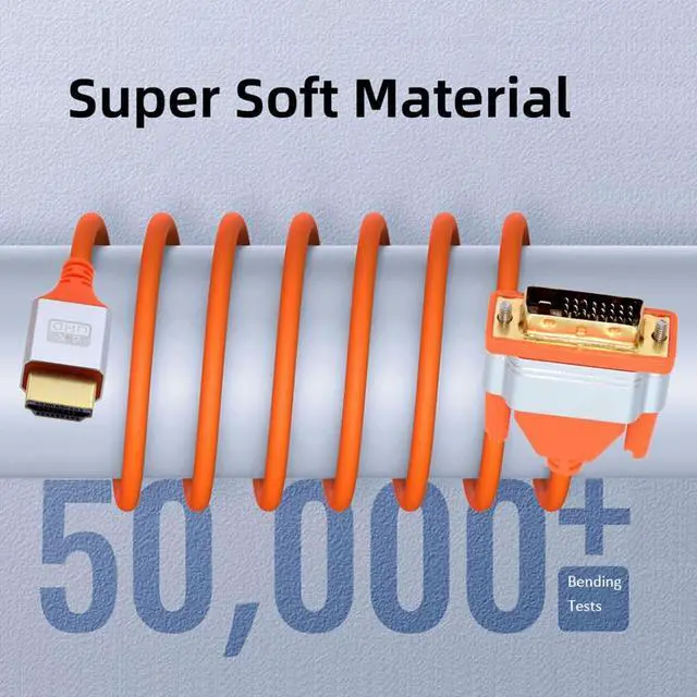 Alt view image 4 of 7 - HDMI to DVI 24+1 Ultra Soft High Flex HDTV 4K Hyper Super Flexible Cord High Speed Cable 2.0M