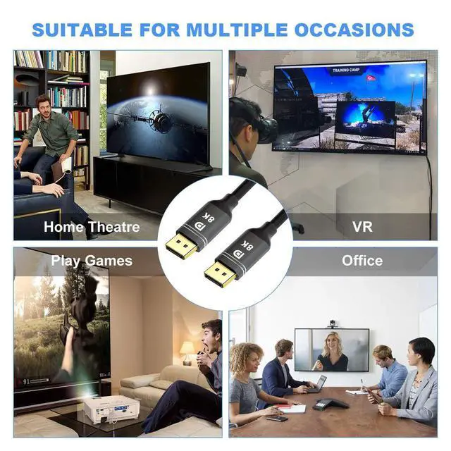 Alt view image 3 of 7 - DisplayPort Cable 9.84ft 8K DisplayPort Cable Version 1.4 Support 8K 60 Hz, 4K 120 Hz DP to DP Cable for PC Laptop TV