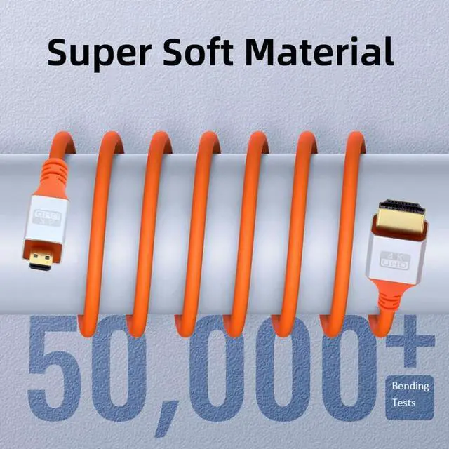Alt view image 6 of 7 - Micro HDMI Cable HDMI Ultra Soft High Flex HDTV Hyper Super Flexible Extension Cable 1.0M