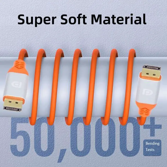 Alt view image 5 of 7 - Displayport 4K Ultra Soft High Flex Monitor Extension Cable Hyper Super Flexible Cord for Computer Graphics Card 1.0M
