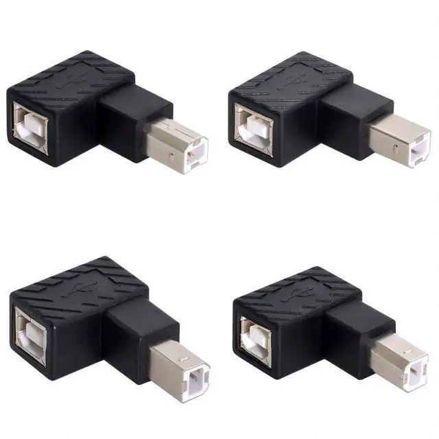 Main image of 4 Pack USB 2.0 Type B Printer Male to Female 90 Degree Angled Gender Changer Connector Adapter for Disk Scanner