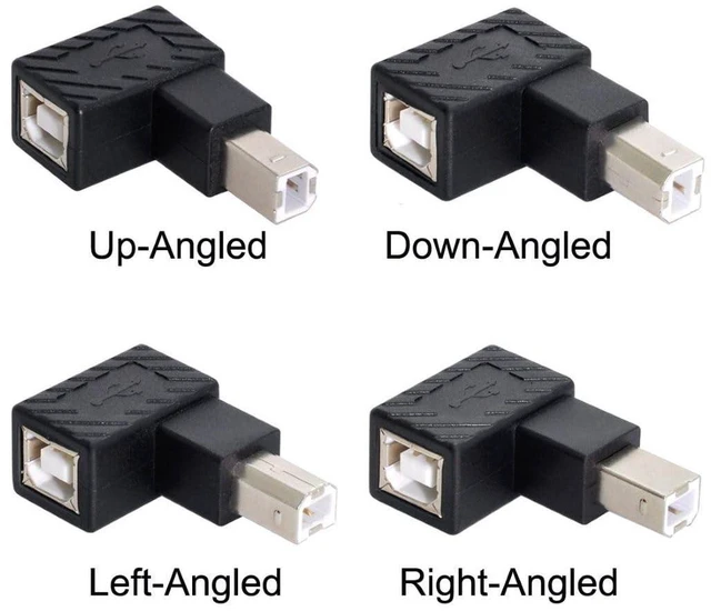 Alt view image 7 of 7 - 4 Pack USB 2.0 Type B Printer Male to Female 90 Degree Angled Gender Changer Connector Adapter for Disk Scanner