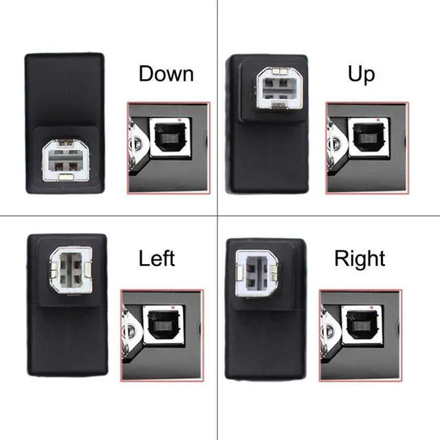 Alt view image 6 of 7 - 4 Pack USB 2.0 Type B Printer Male to Female 90 Degree Angled Gender Changer Connector Adapter for Disk Scanner