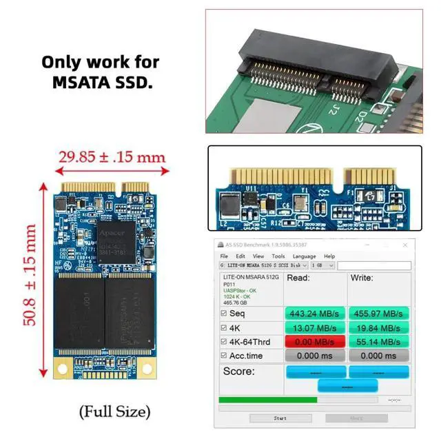 Alt view image 4 of 7 - mSATA to SATA 3.0 Adpater Card, Mini SATA SSD to 2.5" SATA HDD Hard Disk Adapter for Full Size 30x50mm SSD