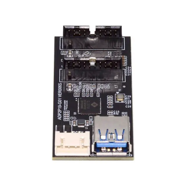 Alt view image 6 of 6 - USB 3.0 19/20Pin 1 to 2 USB 3.0 19/20Pin HUB Port Multiplier PCBA Adapter with SATA Power Cable