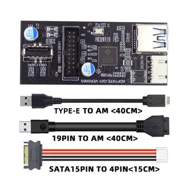 Alt view image 3 of 7 - USB 3.1 Type E to USB 3.0 19/20Pin USB 3.1 Type E HUB Port Multiplier PCBA Adapter with SATA Power Cable
