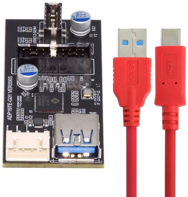 Main image of USB C/USB 3.0 19/20Pin to USB 3.0 19/20Pin USB 3.1 Type E Front Panel Header Port Multiplier Adapter with SATA Power Cable