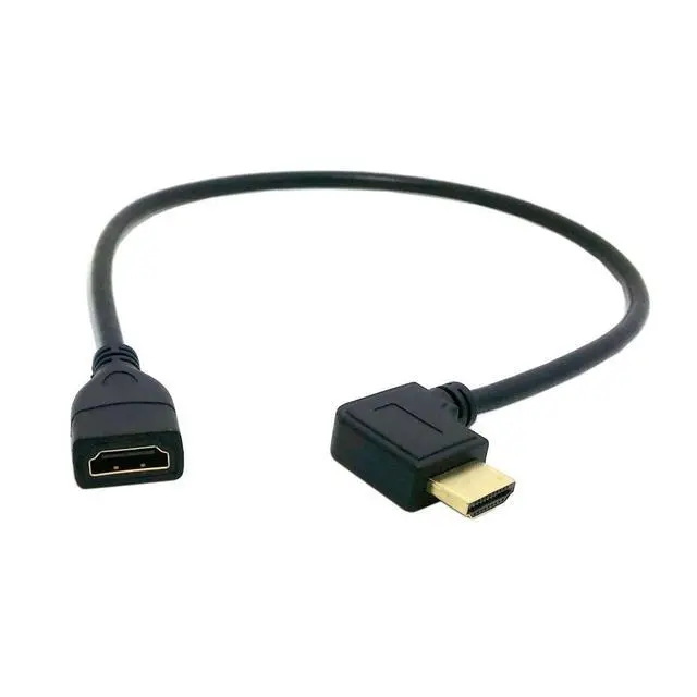 Alt view image 6 of 6 - CY HDMI Extension Cable,HDMI 1.4 Male to Female 90 Degree Left Angled Extension Cable 0.5m