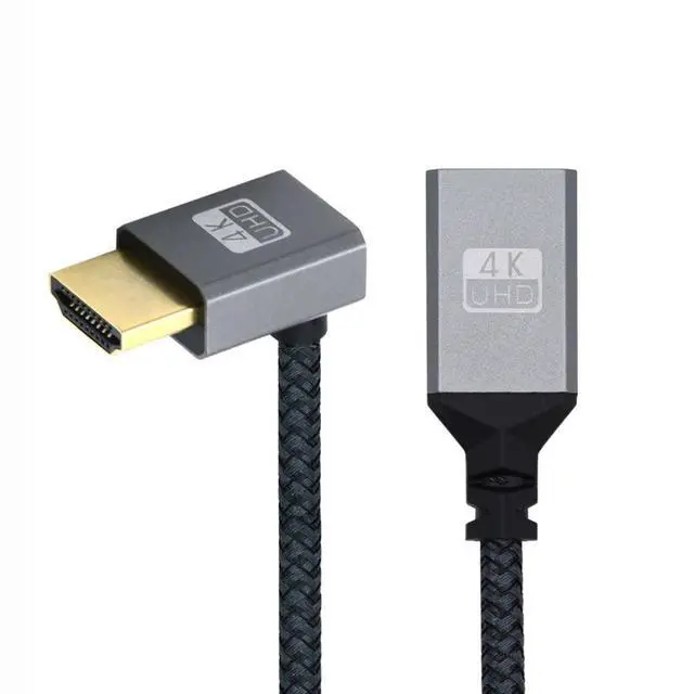 Alt view image 6 of 6 - HDMI 1.4 Cable,HDMI Type A Male to Female Extension Cable Connector 90 Degree Down Angled