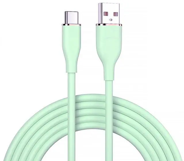 Main image of USB A to C Silicone Cable,USB 2.0 Type C PD 15W Fast Charge Data Extension Cable Compatible with iPhone 15 Green 3.28FT/1.0M