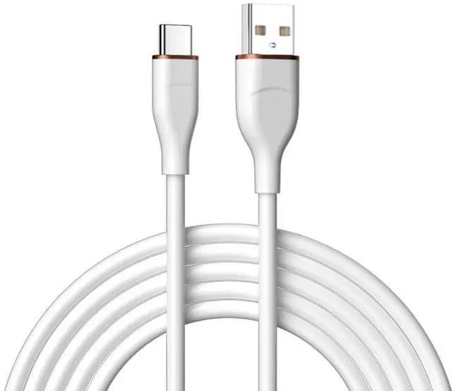 Main image of USB A to C Silicone Cable,USB 2.0 Type C PD 15W Fast Charge Data Extension Cable Compatible with iPhone 15 White 6.56FT/2.0M
