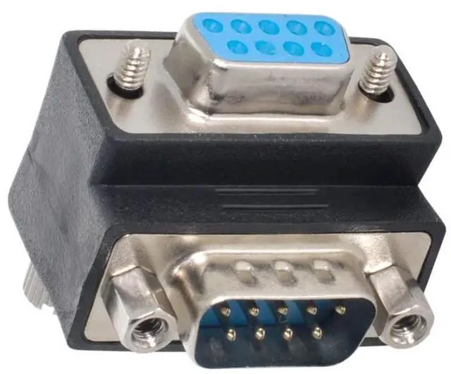 Main image of CY D-Sub RS232 9Pin Male Down Angled 90 Degree to Female Extension Adapter