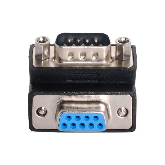 Alt view image 6 of 6 - CY D-Sub RS232 9Pin Male Down Angled 90 Degree to Female Extension Adapter