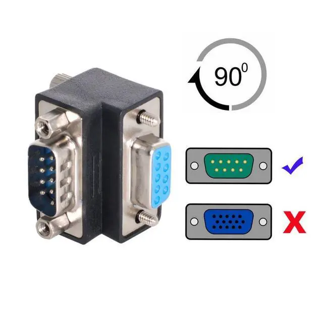Alt view image 2 of 6 - CY D-Sub RS232 9Pin Male Up Angled 90 Degree to Female Extension Adapter DB9Pin Serial Port Extender