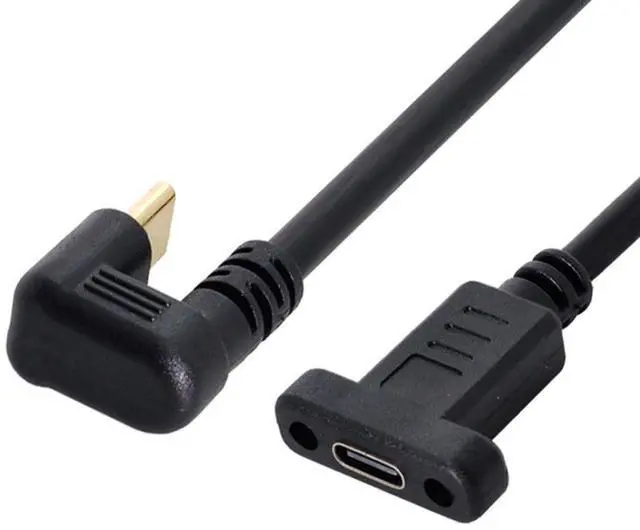 Main image of USB 3.1 Gen 2 10Gbps USB C Male to Female 180 Degree U Shape Angled Fast Charging Data Video Transfer Extension Cable with Panel Mount Hole 0.3M