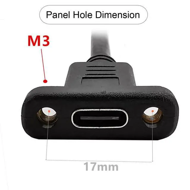 Alt view image 7 of 7 - USB 3.1 Gen 2 10Gbps USB C Male to Female 90 Degree UP Angled Fast Charging Data Video Transfer Extension Cable with Panel Mount Hole 0.3M